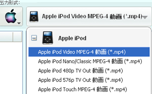 出力形式はiPodを設定