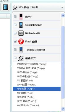 出力形式はMP4を設定