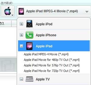 出力形式はiPadを設定
