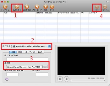 Any DVD converter for Macのインターフェイス